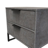 Diego 2 Drawer Midi Bedside Cabinet with Black Frame Legs - Welcome Furniture