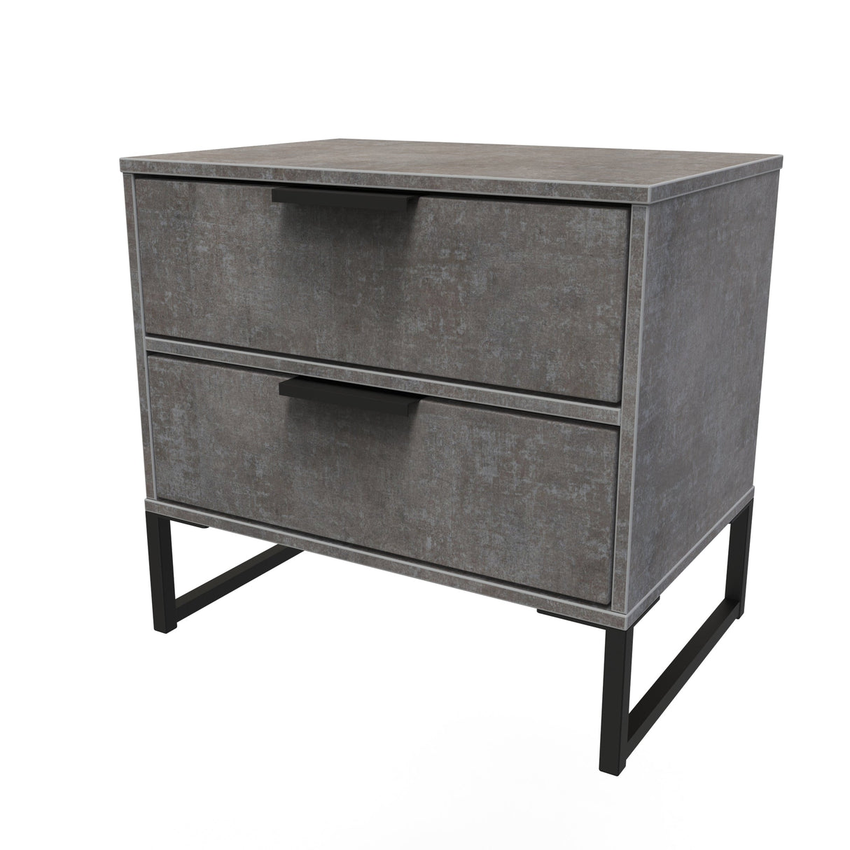 Diego 2 Drawer Midi Bedside Cabinet with Black Frame Legs - Welcome Furniture