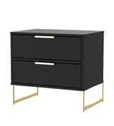 Diego 2 Drawer Midi Bedside Cabinet with Gold Frame Legs - Welcome Furniture