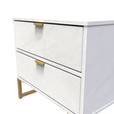 Diego 2 Drawer Midi Bedside Cabinet with Gold Frame Legs - Welcome Furniture