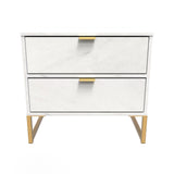 Diego 2 Drawer Midi Bedside Cabinet with Gold Frame Legs - Welcome Furniture
