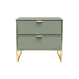 Diego 2 Drawer Midi Bedside Cabinet with Gold Frame Legs - Welcome Furniture
