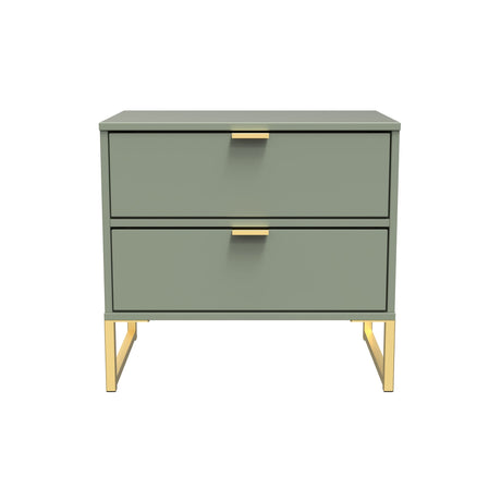 Diego 2 Drawer Midi Bedside Cabinet with Gold Frame Legs - Welcome Furniture