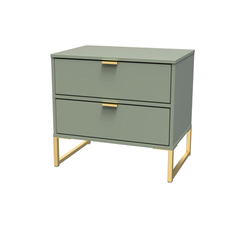 Diego 2 Drawer Midi Bedside Cabinet with Gold Frame Legs - Welcome Furniture