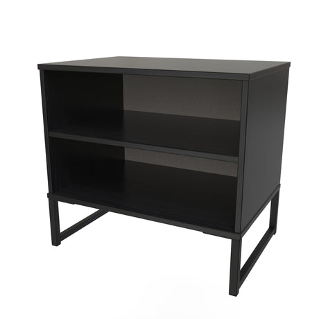 Diego Double Open Midi Bedside Cabinet with Black Frame Legs - Welcome Furniture