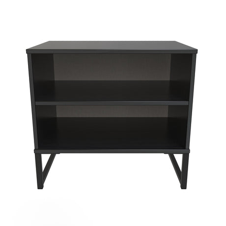 Diego Double Open Midi Bedside Cabinet with Black Frame Legs - Welcome Furniture
