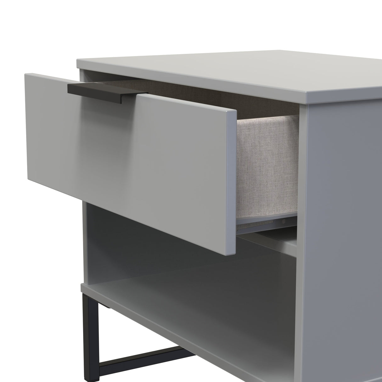 Diego Midi Bedside with Drawer & Black Legs - Welcome Furniture