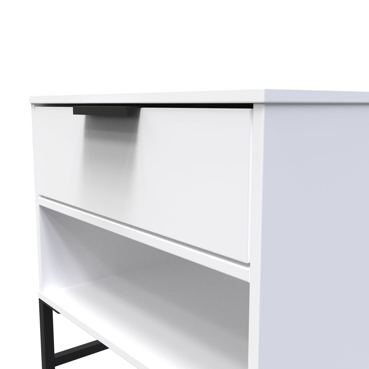 Diego Midi Bedside with Drawer & Black Legs - Welcome Furniture