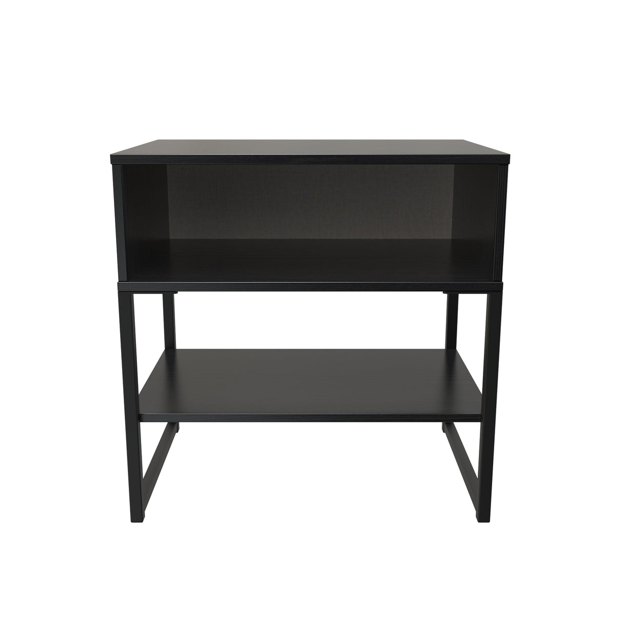 Diego Single Open Midi Bedside Cabinet with Black Frame Legs - Welcome Furniture
