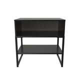 Diego Single Open Midi Bedside Cabinet with Black Frame Legs - Welcome Furniture