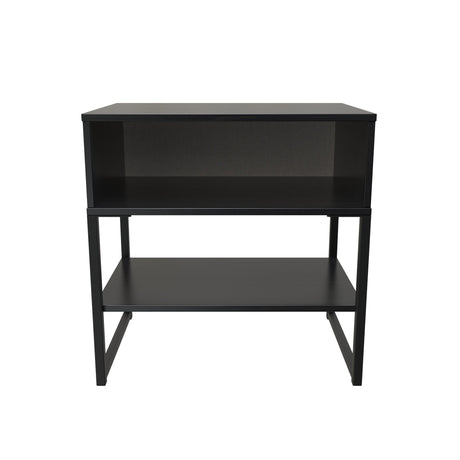Diego Single Open Midi Bedside Cabinet with Black Frame Legs - Welcome Furniture