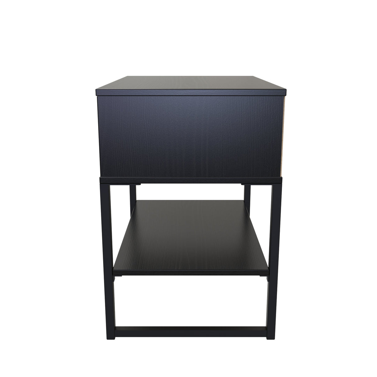 Diego Single Open Midi Bedside Cabinet with Black Frame Legs - Welcome Furniture