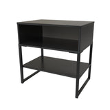 Diego Single Open Midi Bedside Cabinet with Black Frame Legs - Welcome Furniture