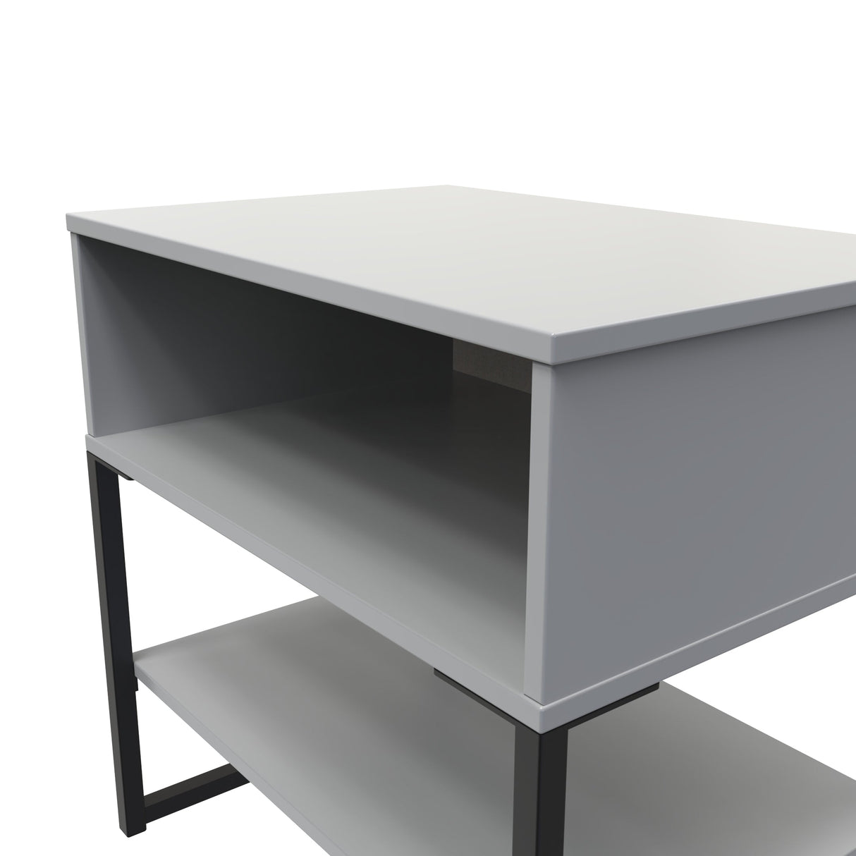 Diego Single Open Midi Bedside Cabinet with Black Frame Legs - Welcome Furniture