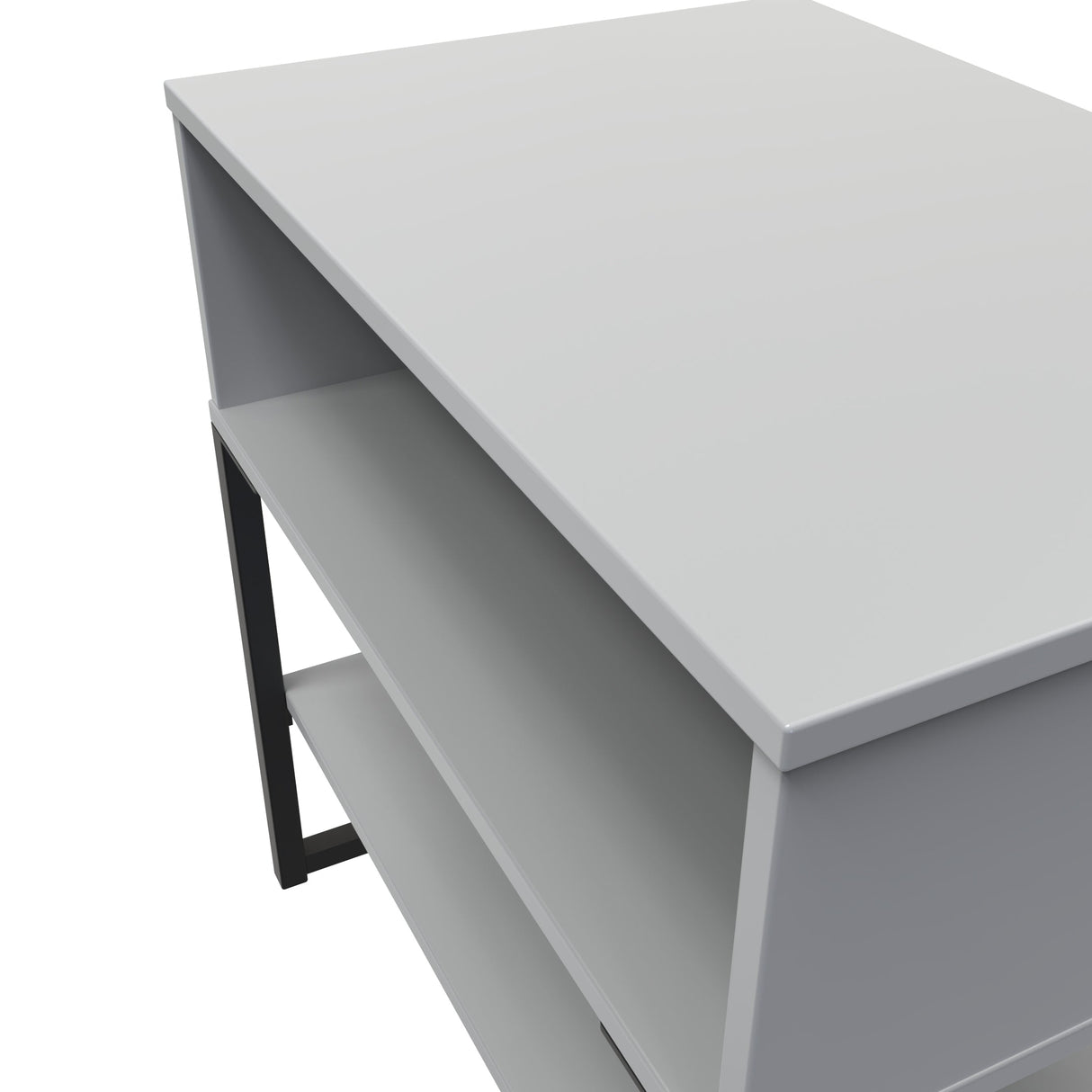 Diego Single Open Midi Bedside Cabinet with Black Frame Legs - Welcome Furniture
