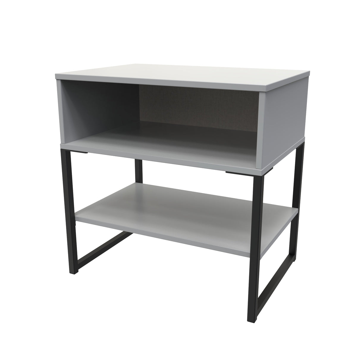 Diego Single Open Midi Bedside Cabinet with Black Frame Legs - Welcome Furniture