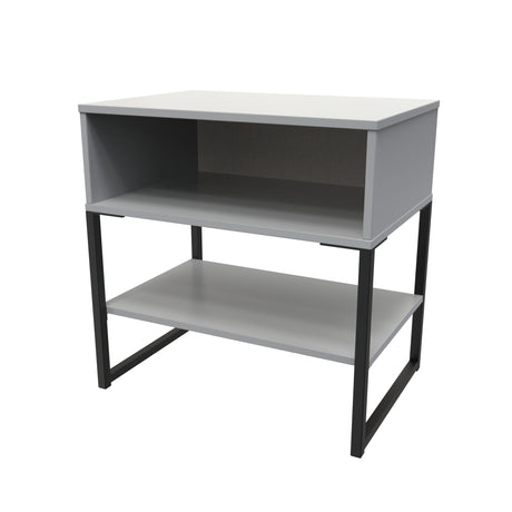 Diego Single Open Midi Bedside Cabinet with Black Frame Legs - Welcome Furniture