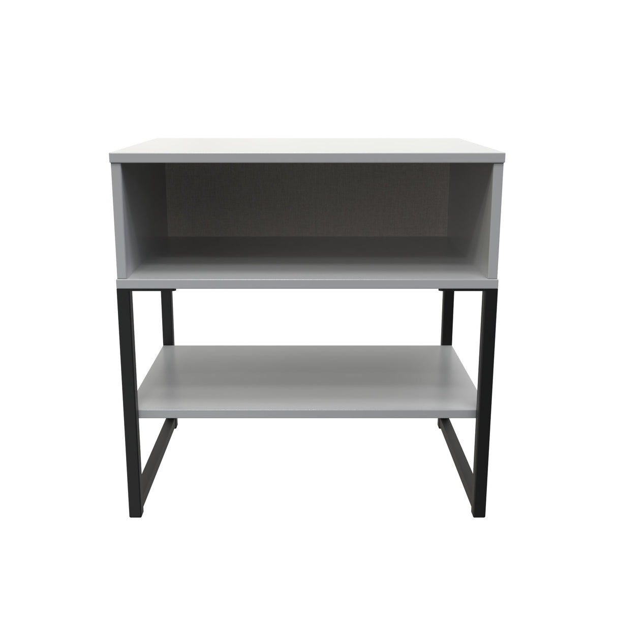 Diego Single Open Midi Bedside Cabinet with Black Frame Legs - Welcome Furniture