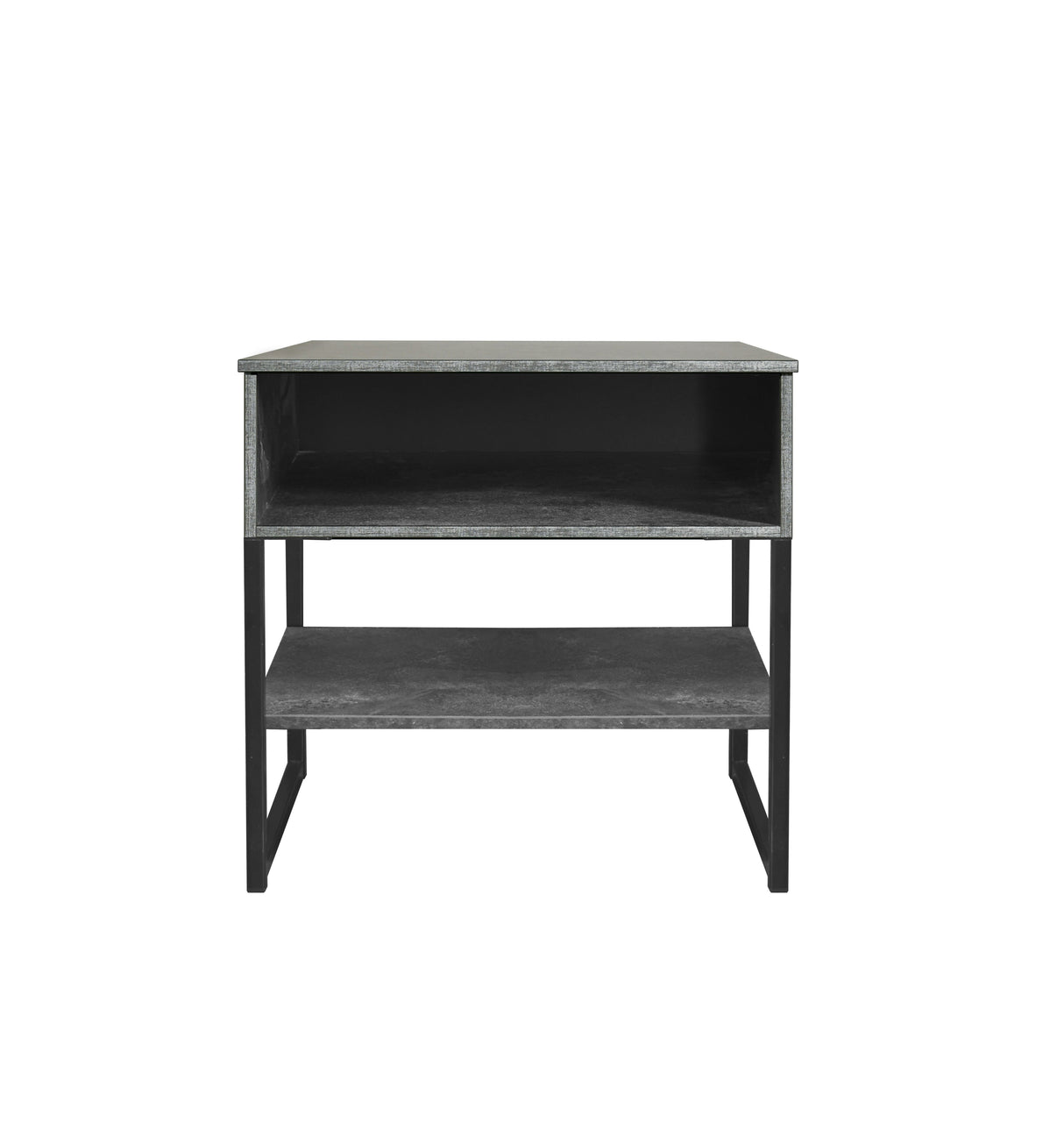 Diego Single Open Midi Bedside Cabinet with Black Frame Legs - Welcome Furniture