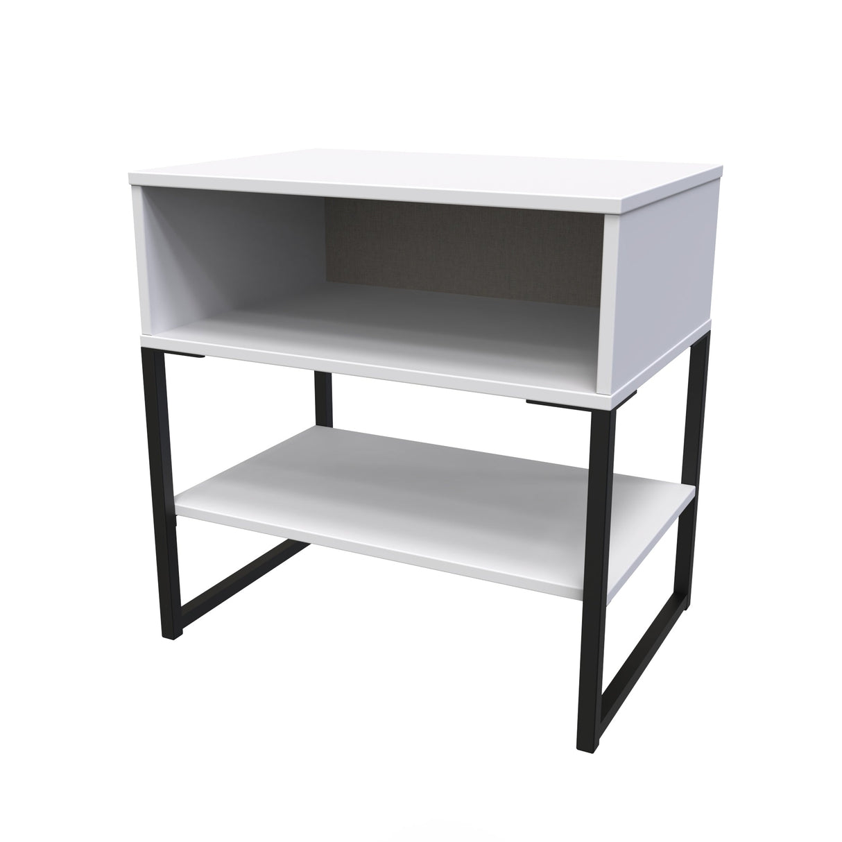 Diego Single Open Midi Bedside Cabinet with Black Frame Legs - Welcome Furniture