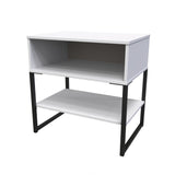Diego Single Open Midi Bedside Cabinet with Black Frame Legs - Welcome Furniture