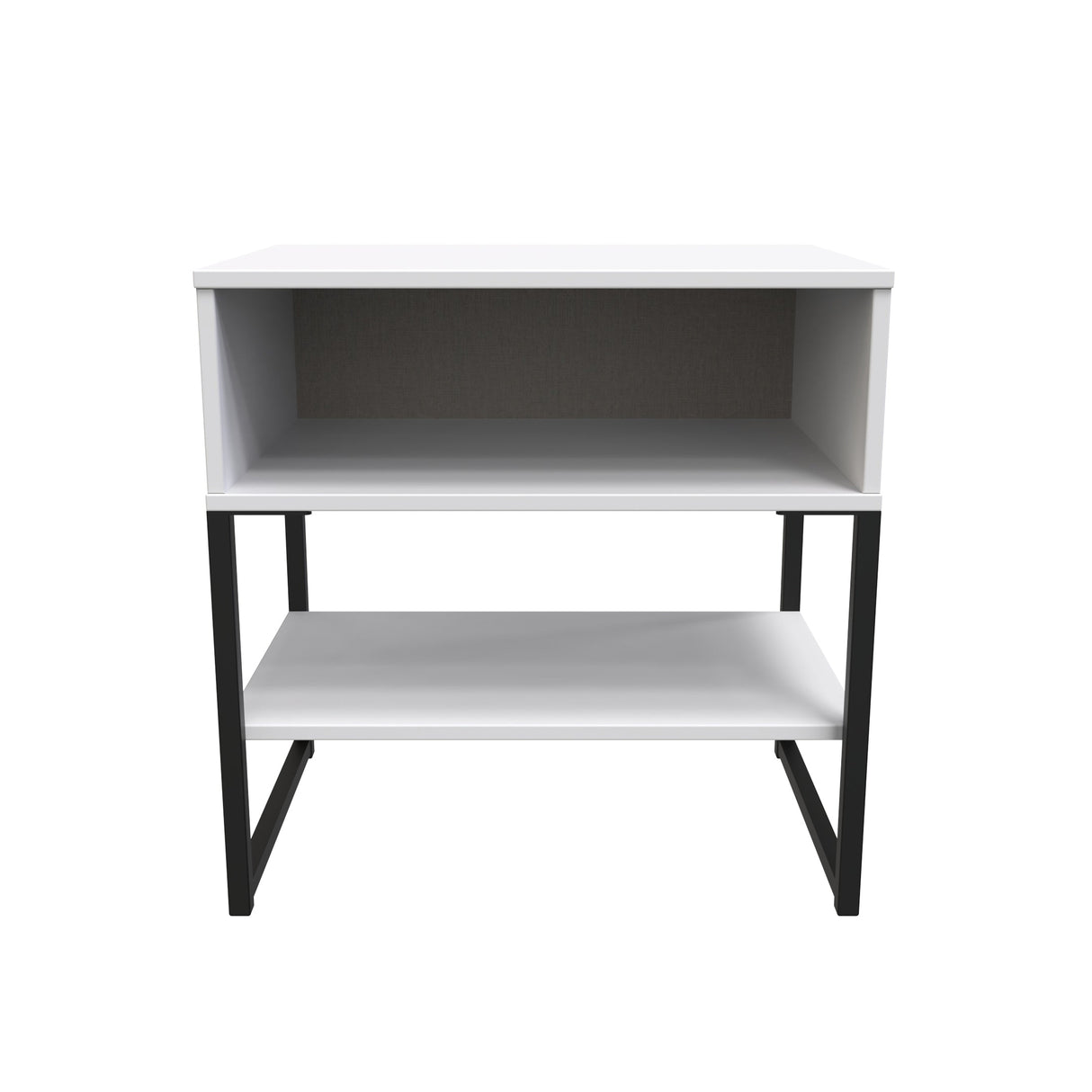 Diego Single Open Midi Bedside Cabinet with Black Frame Legs - Welcome Furniture