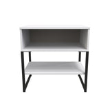 Diego Single Open Midi Bedside Cabinet with Black Frame Legs - Welcome Furniture