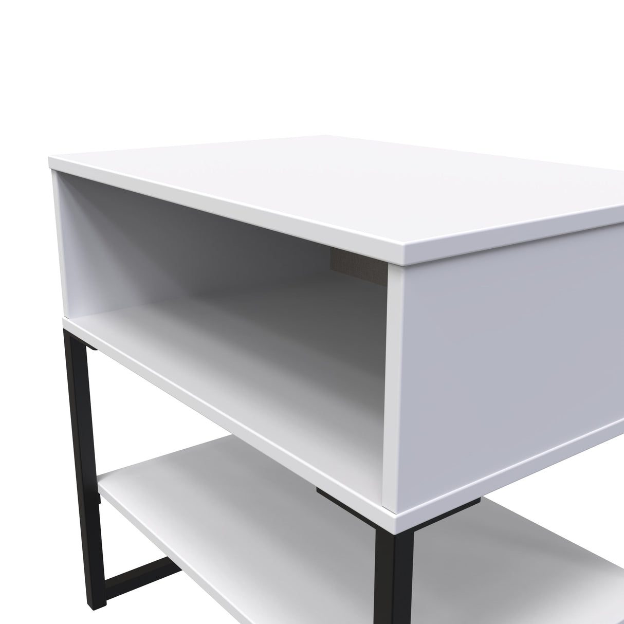 Diego Single Open Midi Bedside Cabinet with Black Frame Legs - Welcome Furniture