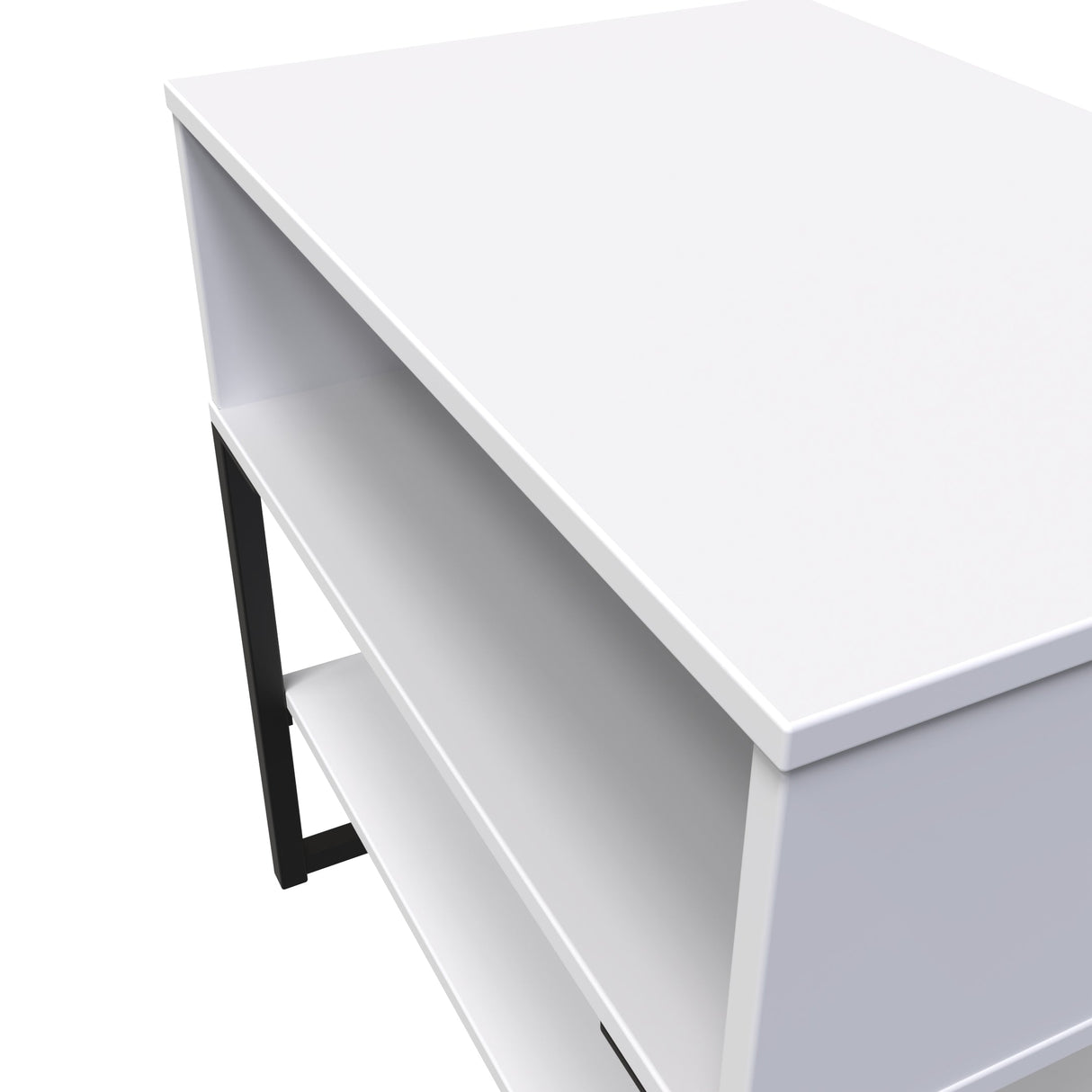 Diego Single Open Midi Bedside Cabinet with Black Frame Legs - Welcome Furniture