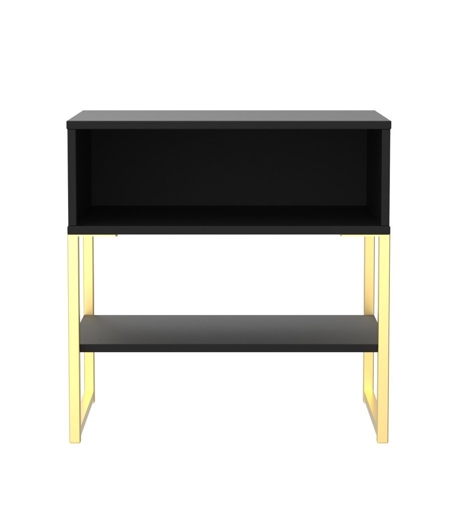 Diego Single Open Midi Bedside Cabinet with Gold Frame Legs - Welcome Furniture