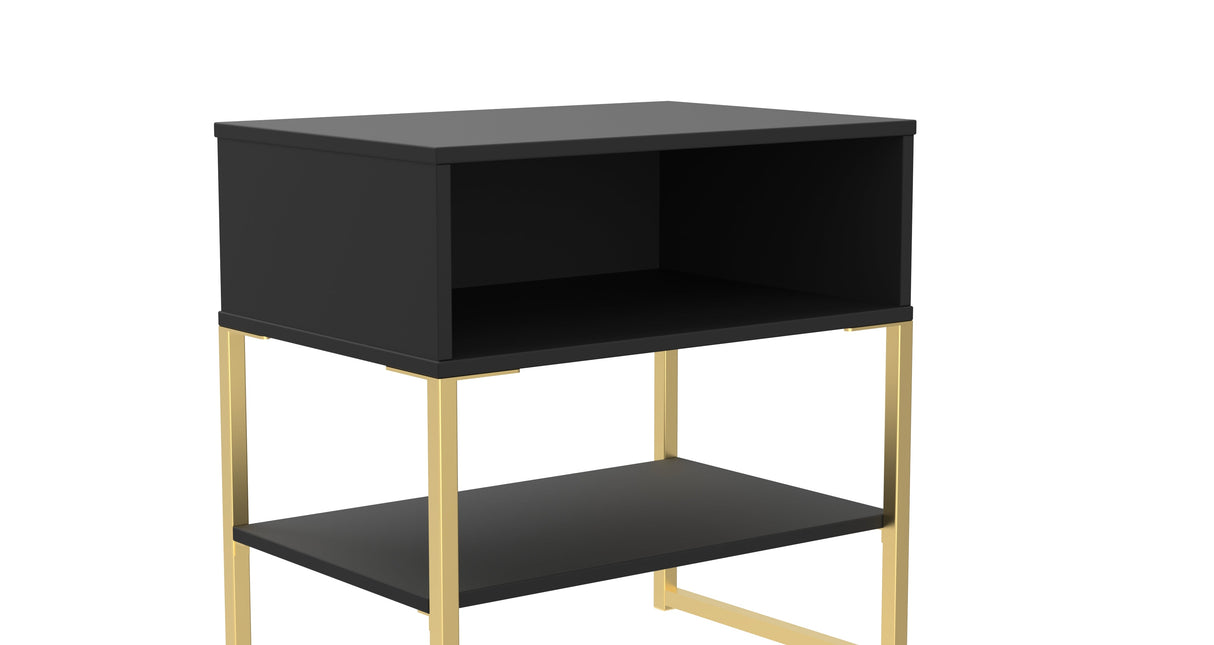 Diego Single Open Midi Bedside Cabinet with Gold Frame Legs - Welcome Furniture