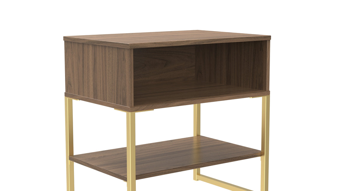 Diego Single Open Midi Bedside Cabinet with Gold Frame Legs - Welcome Furniture