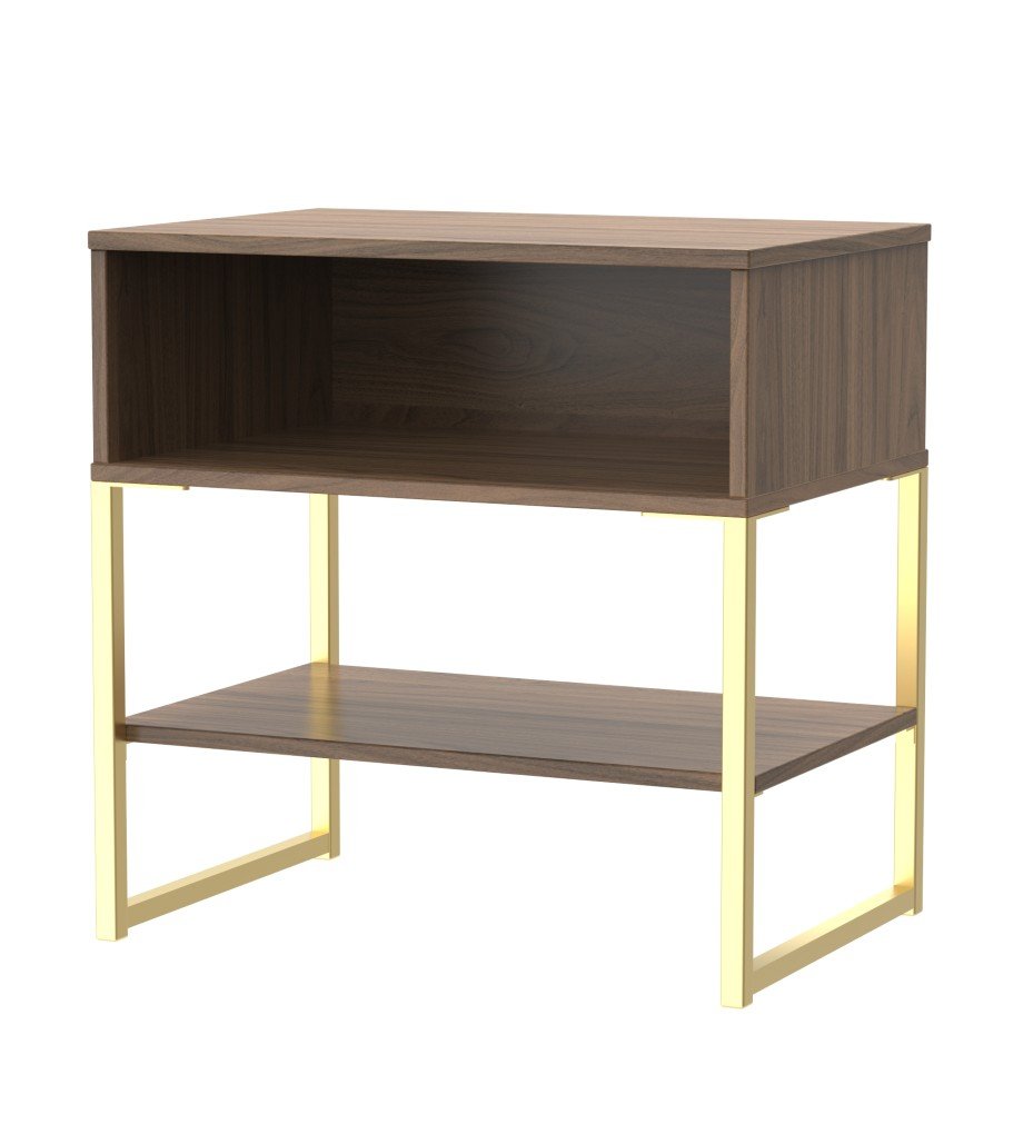 Diego Single Open Midi Bedside Cabinet with Gold Frame Legs - Welcome Furniture