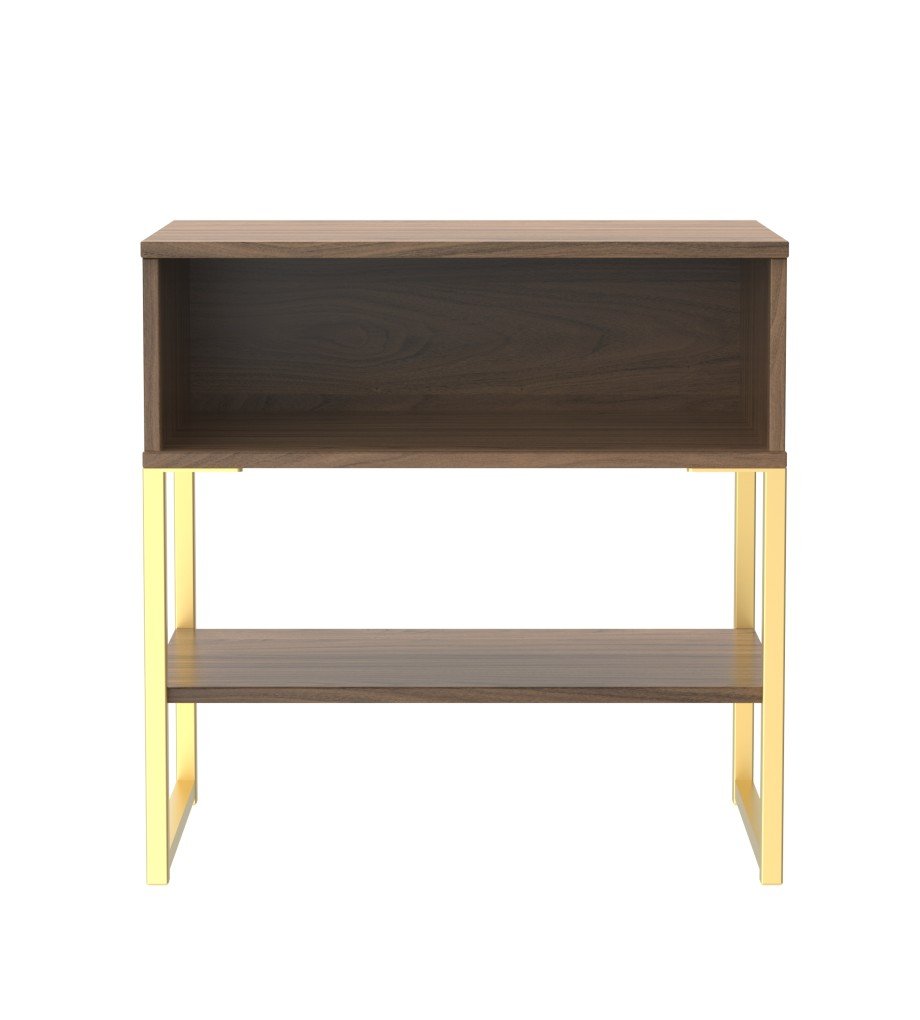 Diego Single Open Midi Bedside Cabinet with Gold Frame Legs - Welcome Furniture