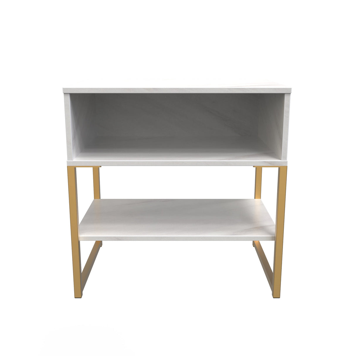 Diego Single Open Midi Bedside Cabinet with Gold Frame Legs - Welcome Furniture