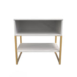 Diego Single Open Midi Bedside Cabinet with Gold Frame Legs - Welcome Furniture