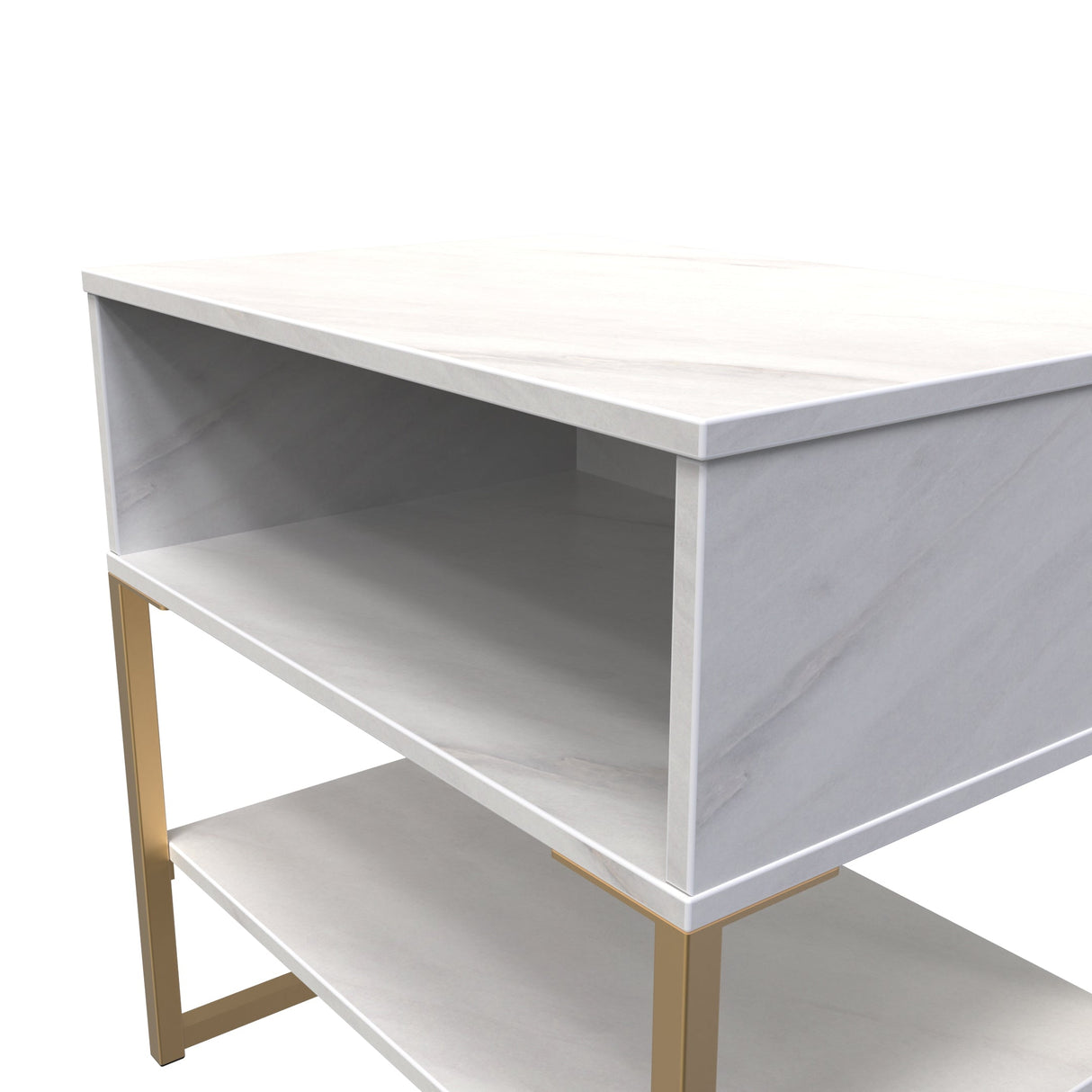 Diego Single Open Midi Bedside Cabinet with Gold Frame Legs - Welcome Furniture