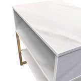 Diego Single Open Midi Bedside Cabinet with Gold Frame Legs - Welcome Furniture