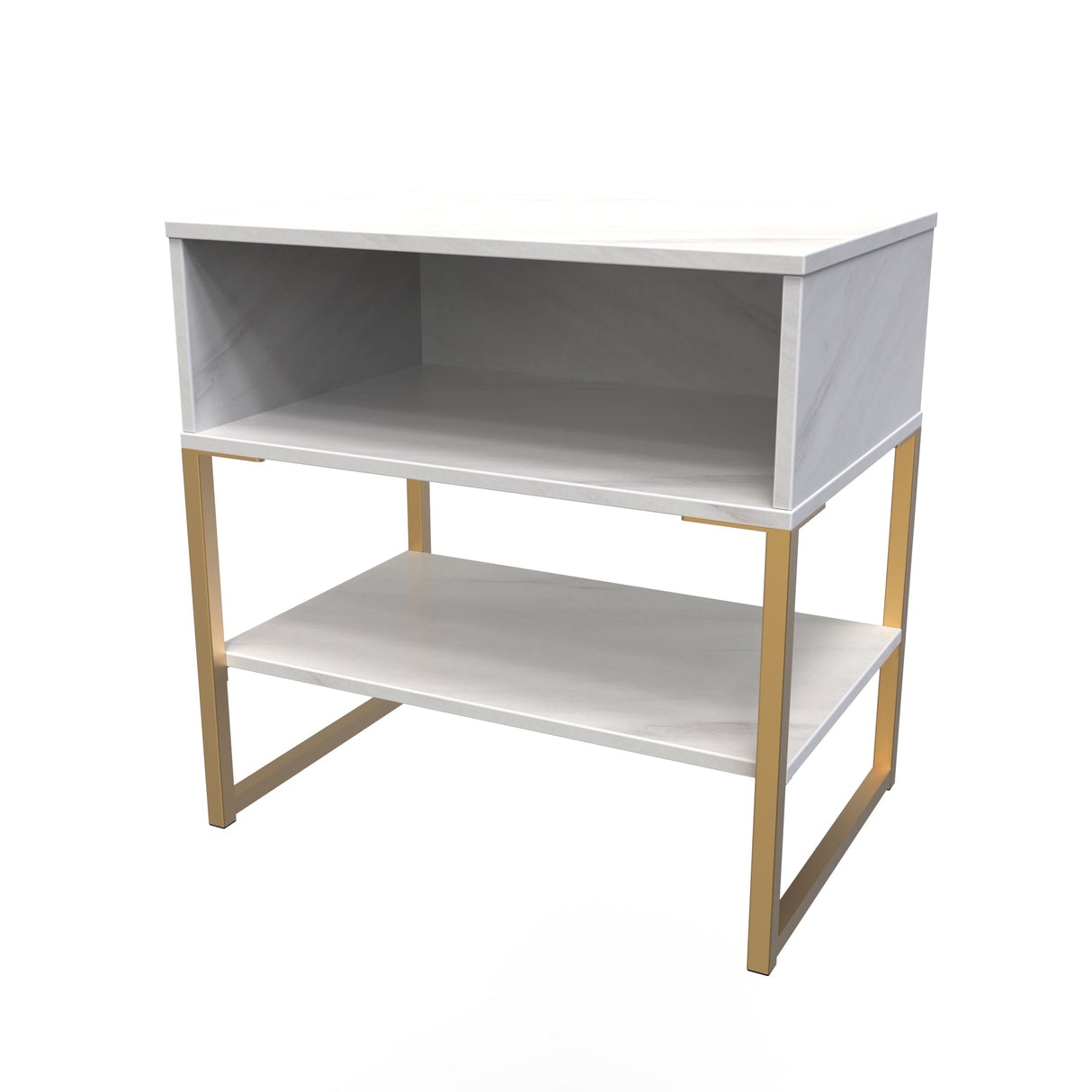 Diego Single Open Midi Bedside Cabinet with Gold Frame Legs - Welcome Furniture