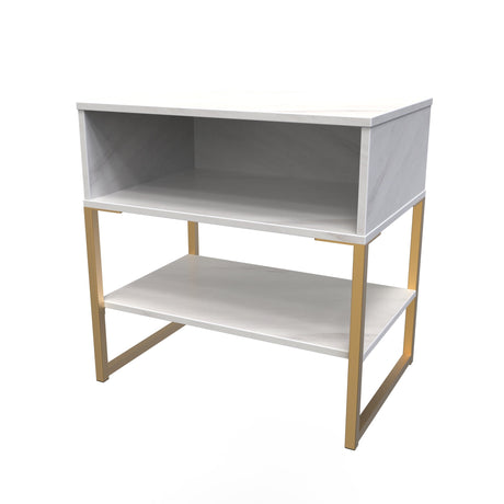 Diego Single Open Midi Bedside Cabinet with Gold Frame Legs - Welcome Furniture
