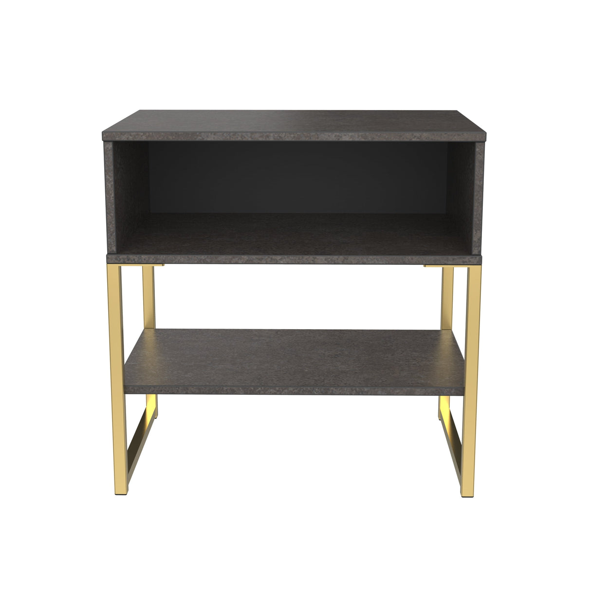 Diego Single Open Midi Bedside Cabinet with Gold Frame Legs - Welcome Furniture