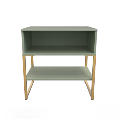 Diego Single Open Midi Bedside Cabinet with Gold Frame Legs - Welcome Furniture