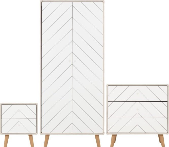 Dixie 2 Door Wardrobe 3 Piece Bedroom Set - Seconique