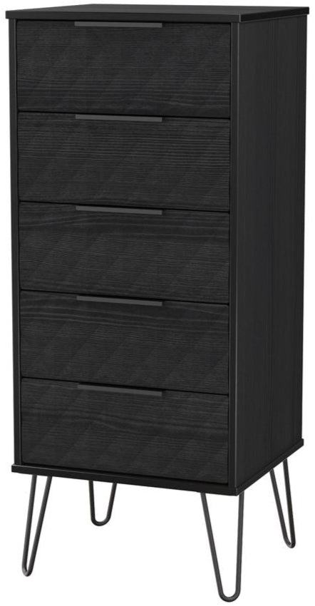Harlequin 5 Drawer Bedside Table with Black Hairpin Legs
