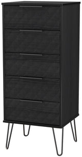 Harlequin 5 Drawer Bedside Table with Black Hairpin Legs