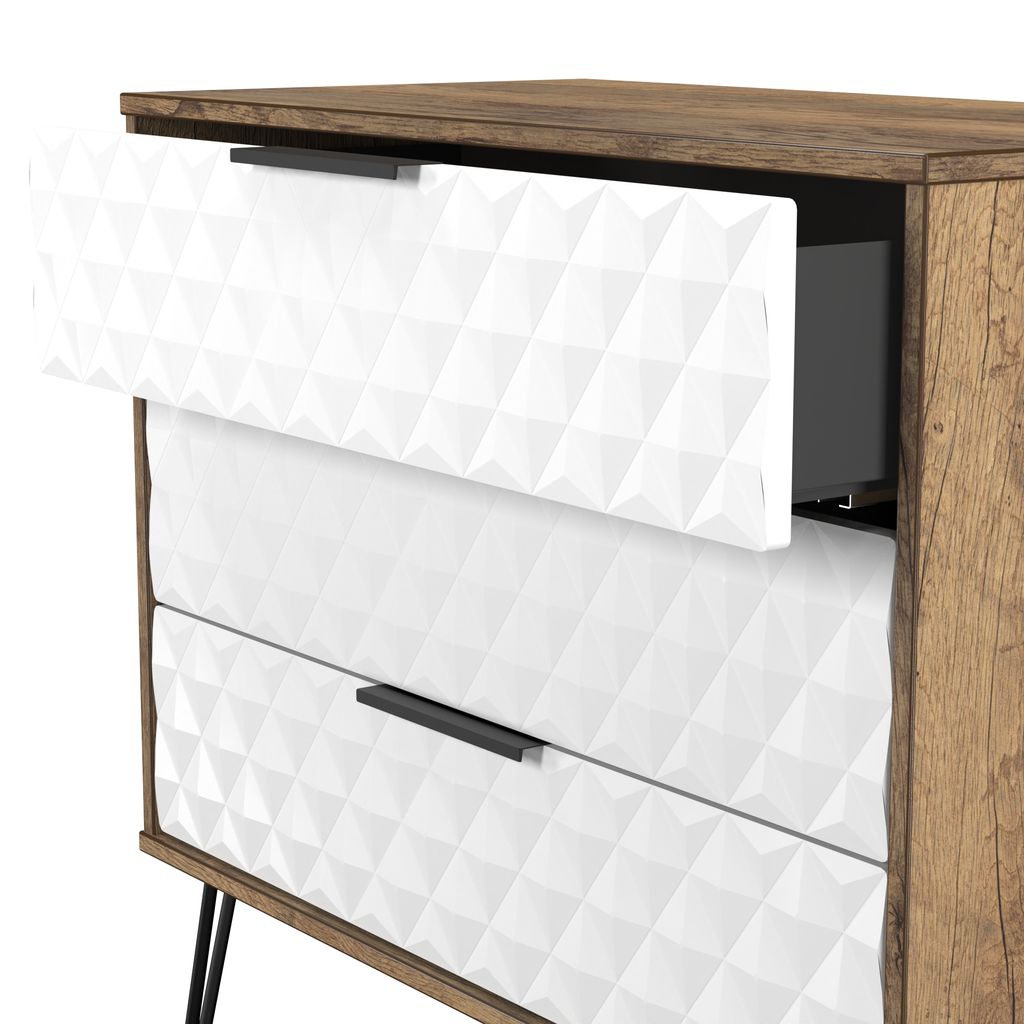 Harlequin 3 Drawer Chest with Black Hairpin Legs