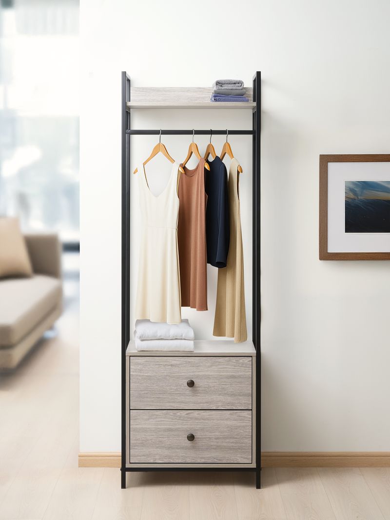 Alva Open Wardrobe with 2 Drawers 3 Piece Bedroom Set