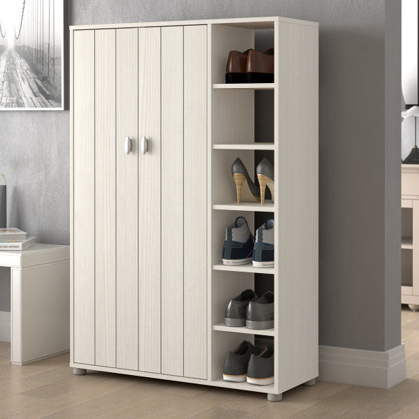 Bideford White Tall Modern 2 Door Shoe Cabinet