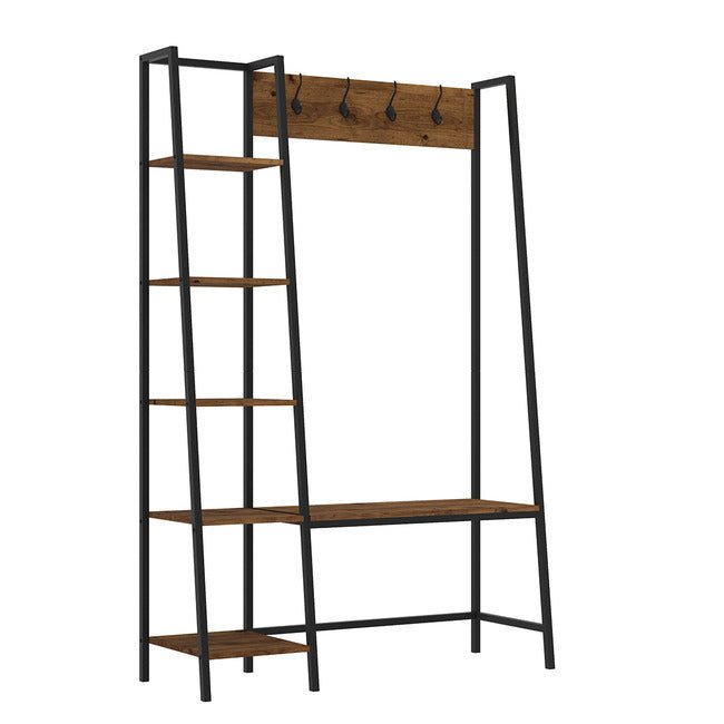 Ealing Rustic Industrial Hallway Coat & Shoe Rack Storage Unit - LPD