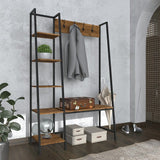 Ealing Rustic Industrial Hallway Coat & Shoe Rack Storage Unit - LPD